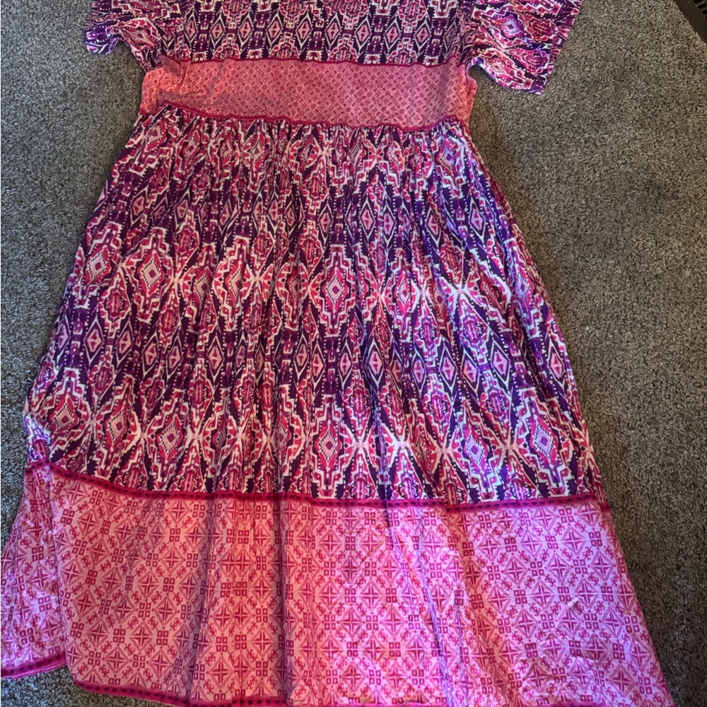 Only Necessities Pink And Purple Patterned Dress - image 4